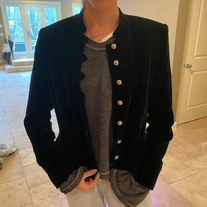 Black velvet blazer with silver buttons